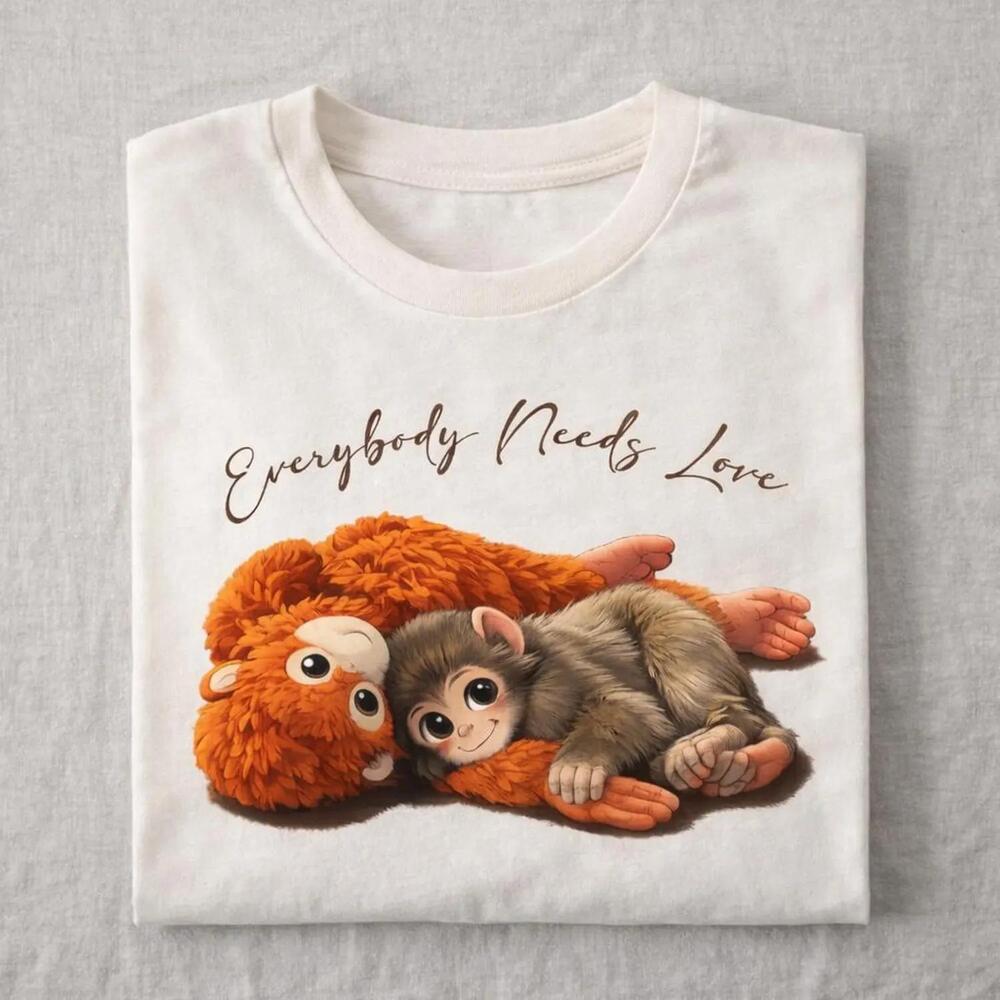 Organic Monkey Graphic Tee, Animal Lover Mama Shirt, Cozy Mom Gift